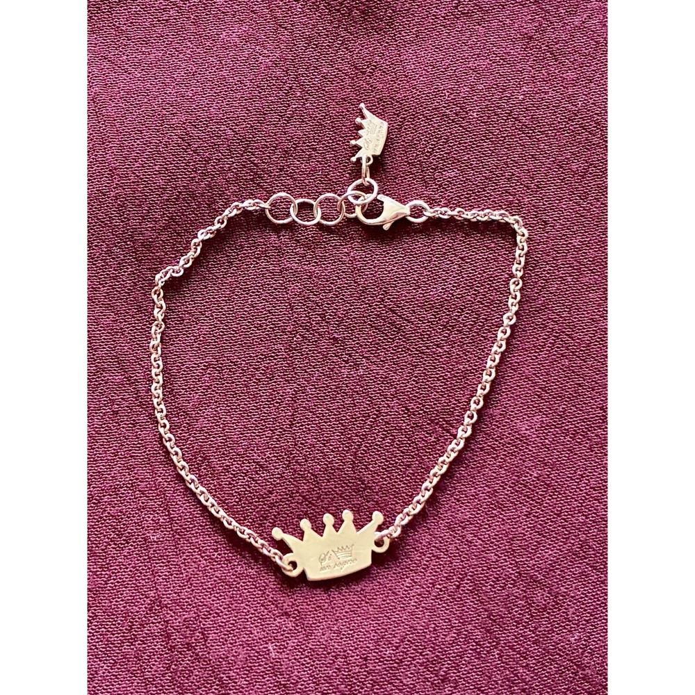 925 Sterling Silver Italian Baby Toddler Bracelet Crown Gold Tone 6.5"